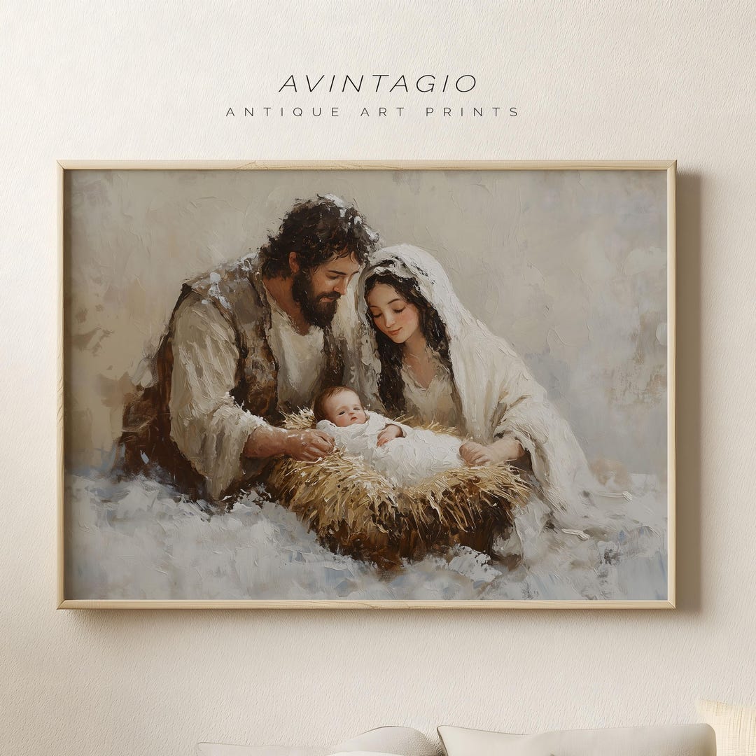 Rustic Nativity Rustic Nativity Scene Print: Vintage Christmas Wall Art (digital ...