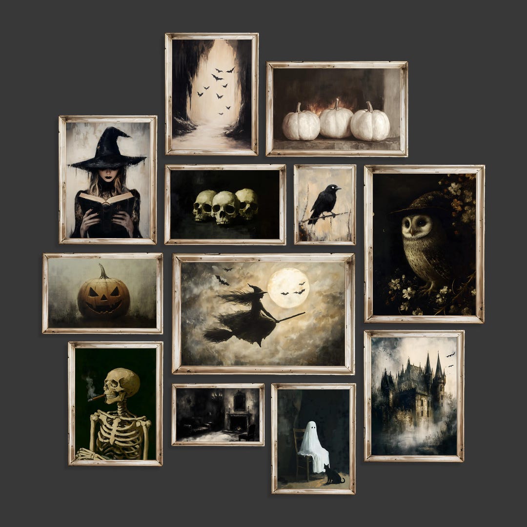 Vintage Halloween Print Set: Spooky Gothic Gallery Wall (digital ...