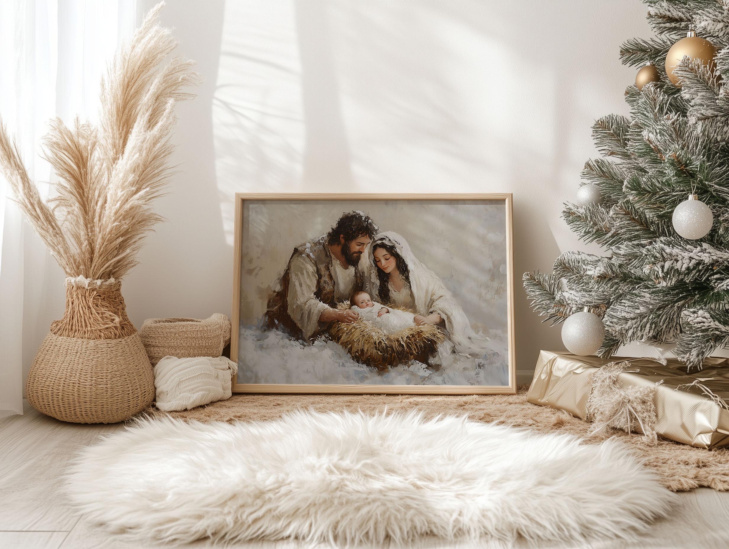 Rustic Nativity Background Rustic Nativity Scene Print: Vintage Christmas Wall Art (digital ...