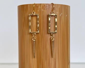 Pendientes colgantes geométricos dorados, joyas ligeras y llamativas
