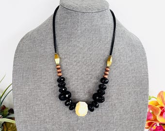 Multi-color acrylic necklace, Acrylic beaded necklace, Statement unique necklace, Chunky boho chic necklace, Geometric handcrafted necklace