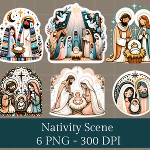 Digital Nativity Scene Illustrations - 6 PNG Designs
