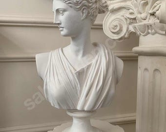 12.6 inches Diana Venus Antique Female Statue –  Matte White Polyester Sculpture