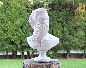 15 inches Poseidon Statue –  Matte White Greek Sea God Sculpture
