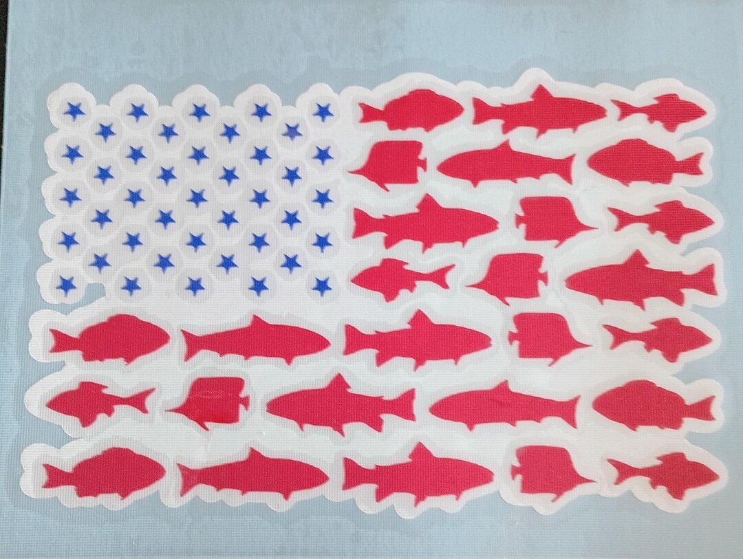 Fish American Flag Decal: Car Window Sticker - Etsy