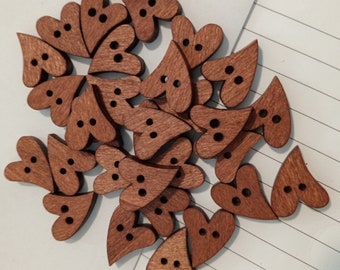 WOODEN Heart Buttons