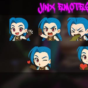Emote Chibi di Jinx Arcano, League of Legends. Emote per Twitch/Discord/Youtube