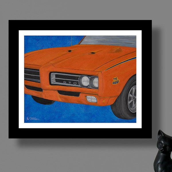 Colorful Muscle Car Canvas Art Pontiac 1969 GTO American Muscle Car Artwork Ideal for Classic Vehicle Enthusiasts, Father's Day