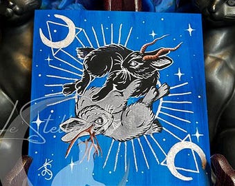 Zodiac Rabbit Art for Cancer Sign, 69 Shaped Bunny Painting