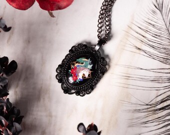 Dragon and Unicorn Fairytale necklace with Original Hand-painted Art