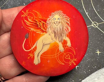 Zodiac Leo Hand Painted Sticker, Fantasy Astrology Decal