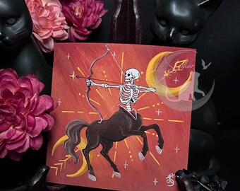 Skeleton Centaur Print: Sagittarius Zodiac Art, Acrylic on Canvas