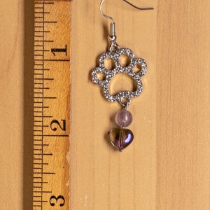 Paw print earrings is approximately 2.25 inches in length.