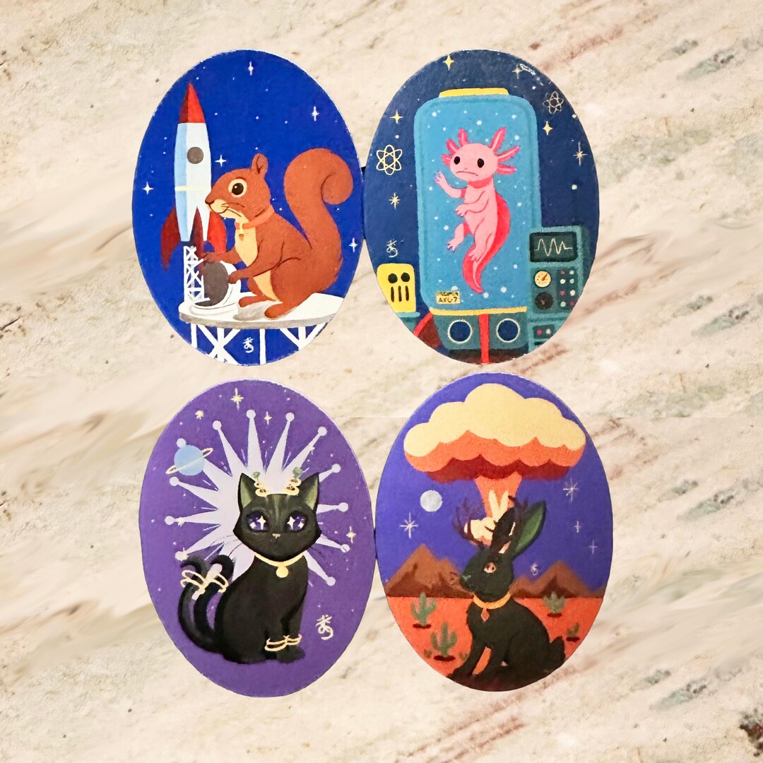 Atomic Age Sticker Pack, 4 Original Painting Decals - Etsy