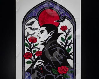 Vampire and Roses Gothic Home Decor: Moody Original Wall Art