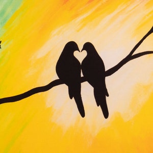 Close up of the love birds silhouette