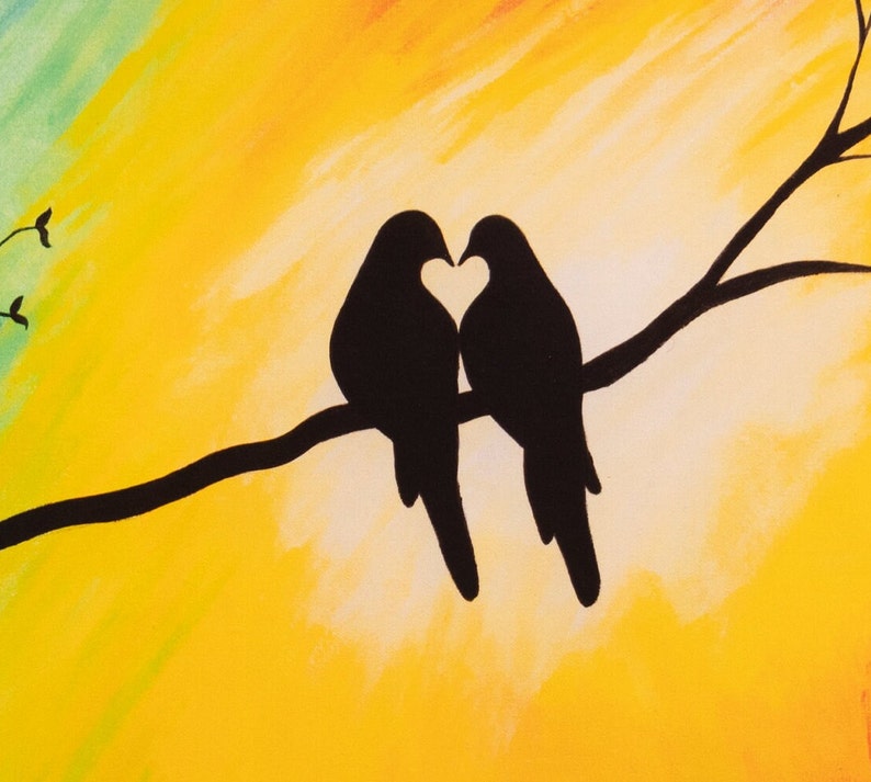 Close up of the love birds silhouette