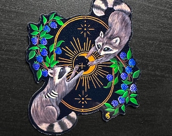 Raccoon Art Vinyl Sticker, Gothic Wildlife Dark Cottagecore Decor, Original Art