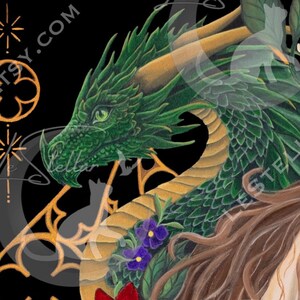 Dragon and Unicorn Art Print: Witchy Dark Academia Fantasy Painting image 9