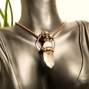 Clear Quartz with Skull Necklace