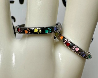 Rainbow Animal Paw Ring - Various Sizes