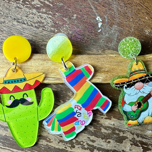 Cinco de Mayo Earrings Cactus Earrings Piñata Earrings Mariachi Earrings Fiesta Jewelry Cinco de May Jewelry Gift for Her