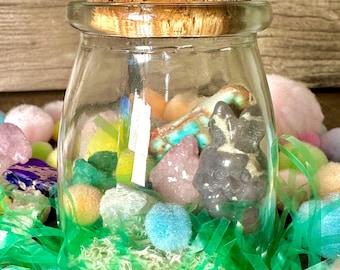 Amethyst Crystal Easter Terrarium with Bunny Rabbit