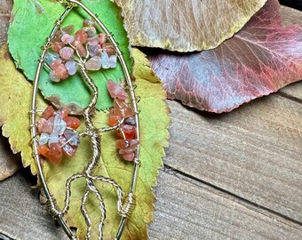 Tree of Life Carnelian Wire Wrapped Necklace