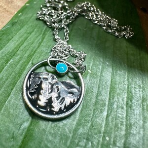 Necklace Silver Necklace Nature Jewelry Unique Jewelry Mountain Necklace Turquoise Jewelry Gift For Her