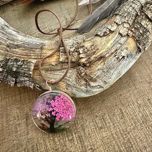 Pink Blossom Tree Necklace Nature-Inspired Jewelry Unique Gift for Her Statement Accessory for Spring Garden Flowers and Earth Lovers