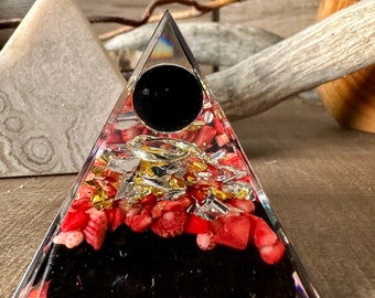 Obsidian Crystal Orgone Pyramid