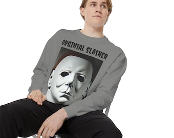Unisex GarmentDyed Sweatshirt  80s Horror Film  Michael Myers Movie  Michael Myers Clothing Halloween Apparel - Halloween Sweatshirt