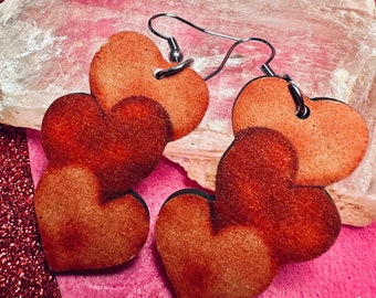 Red and Pink Heart Earrings