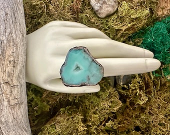 Gemstone and Crystal Rings   Blue Kyanite Clear Quartz Turquoise Labradorite Citrine and Agate Stones Available