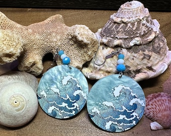 Blue Ocean Wave Earrings