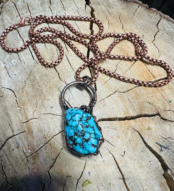 Vintage Retro Turquoise Natural Stone Necklace Style Pendant