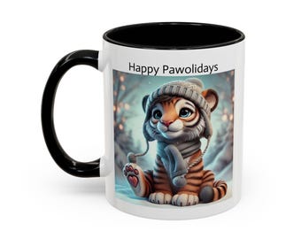 Winter Tiger im Hut Kaffeebecher Weihnachtsbecher verschiedene Farben erhältlich
