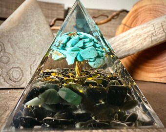 Turquoise Tree of Life Crystal Orgone Pyramid