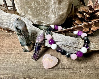 Postpartum Crystal Healing Box Holistic Gemstone Kit Tree of Life Bracelet Tower Gift for her and him Mental Health Set SelfHelp SelfCare