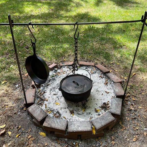 Hand Forged Campfire Dutch Oven Tripod Set - Blacksmith - Camp Grill, Portable