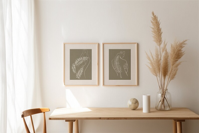 Minimalist Line Art Print Set of 2, Female Line Wall Art, Woman Artful ...