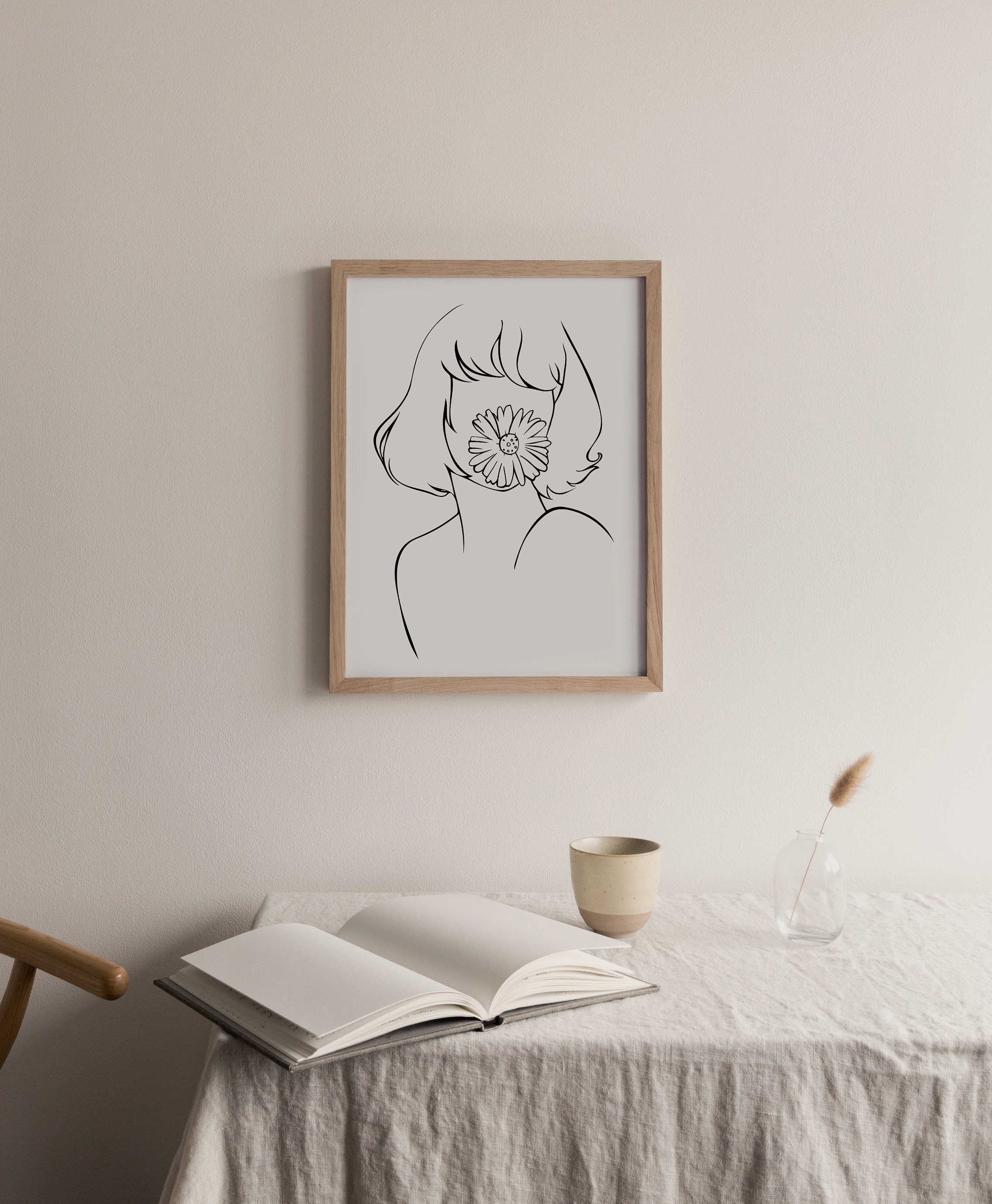 Minimalist Woman Line Art, Female Line Wall Art, Woman Artful Line Art ...