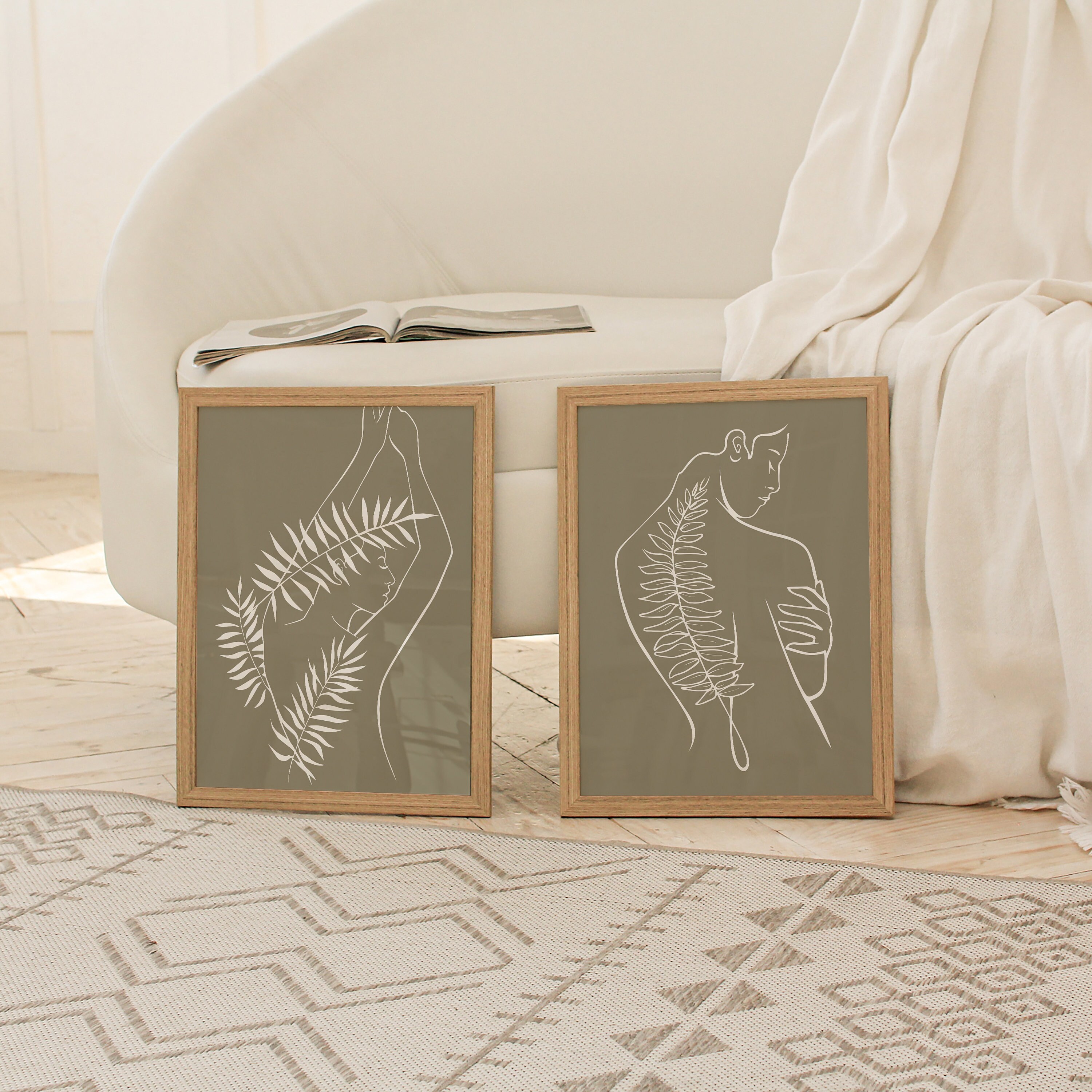 Minimalist Line Art Print Set of 2, Female Line Wall Art, Woman Artful ...