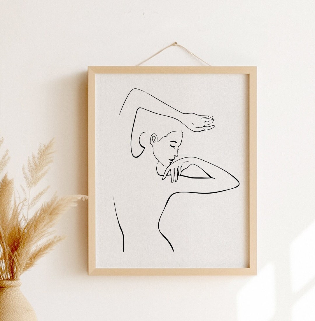 Minimalist Woman Line Art, Female Line Wall Art, Woman Artful Line Art ...