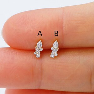 14K Solid Gold Lab Diamond Cluster Cartilage Stud Earrings Small Diamond Tragus Studs Threadless  Flat Back Helix Studs