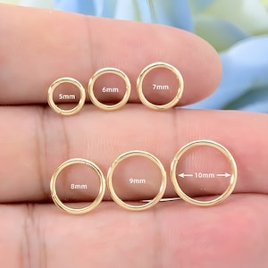 18G Solid Gold Huggie Hoop Earrings Hinged Clicker Hoops Tragus Earlobe Helix Conch Hoops Gold Nose Rings Fine Piercing Cartilage Hoops