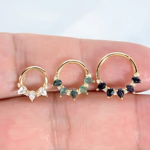 16G 14K Solid Gold Hinged Septum Hoops Daith Clicker Hoop Earrings Segmented Hinged Earrings Fine Gold Septum Daith Piercing Jewelry