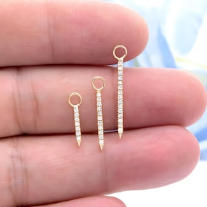 Boucles d'oreilles pendantes en barre d'or massif 14 carats Boucles d'oreilles pendantes en diamants de laboratoire Boucles d'oreilles minimalistes de tous les jours