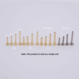 Extrémité sans filetage à repousser en titane à dos plat en or massif 14 carats pour goujons d'hélice de conque de tragus en or massif 14 carats