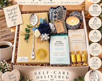 Blind Date with a Book, Spa Pedicure, Coffee, Cozy Socks (Self-Care Gift Box)